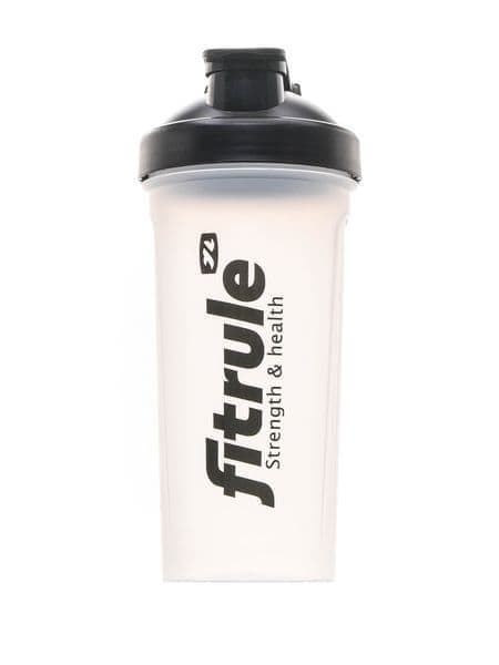 FitRule Шейкер классический с крючком (прозрачный черный лого+черная крышка)